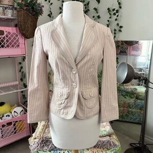 Express Blush Pink Striped Blazer Jacket Fitted Feminine Office Chic Size 4